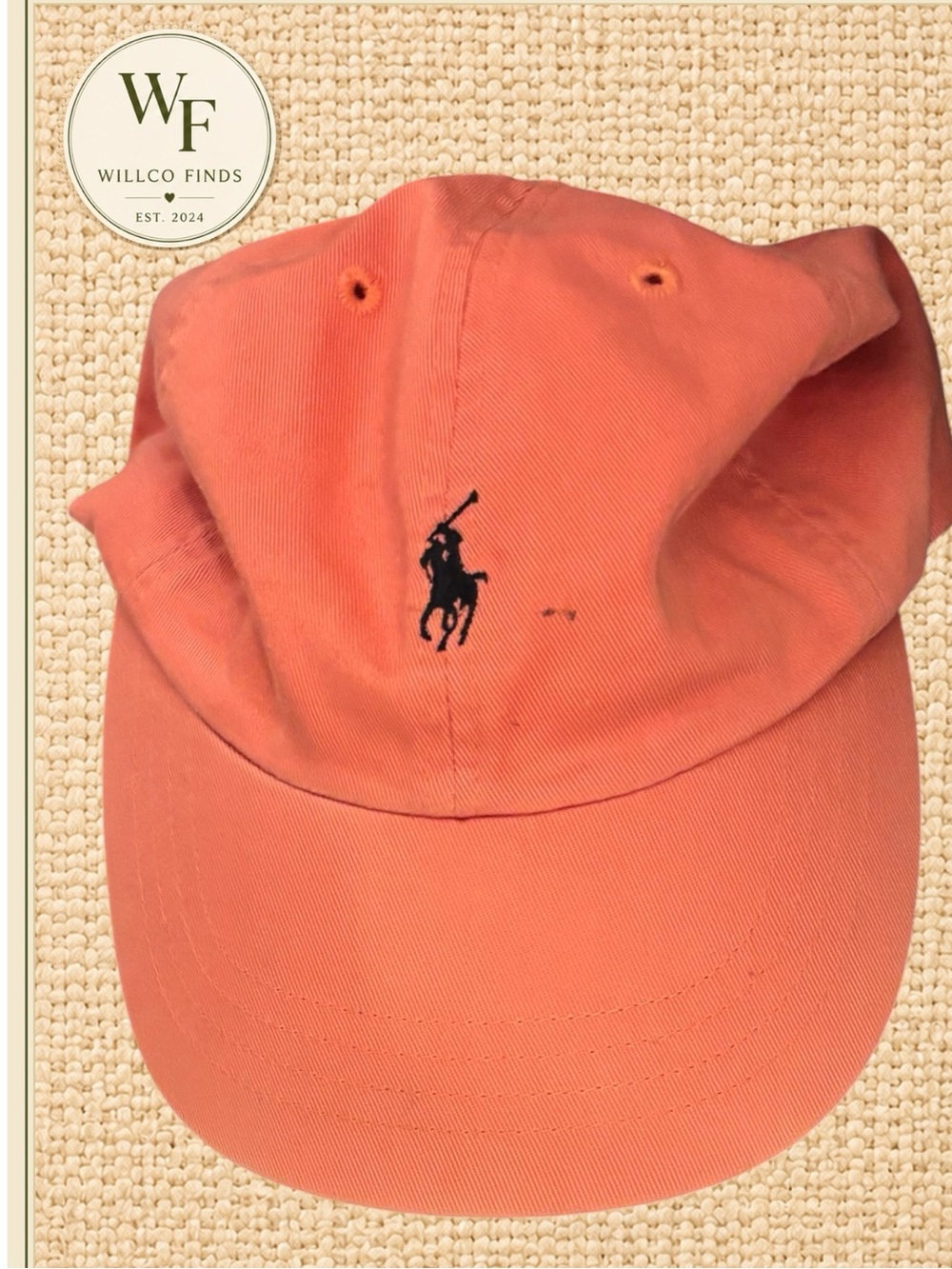 Vintage 90s Polo Ralph Lauren Orange Pony Logo Strapback Hat Taiwan